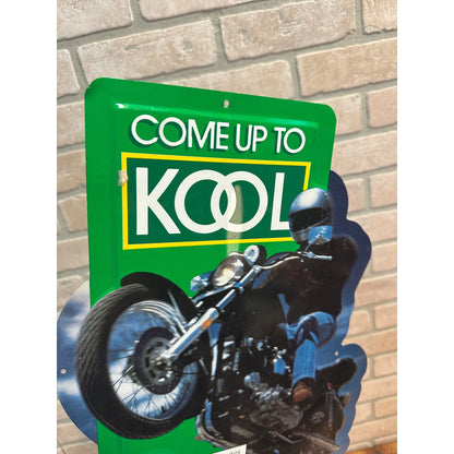 Vintage 1985 Kool Cigarette Advertising Tin Metal Sign Motorcycle