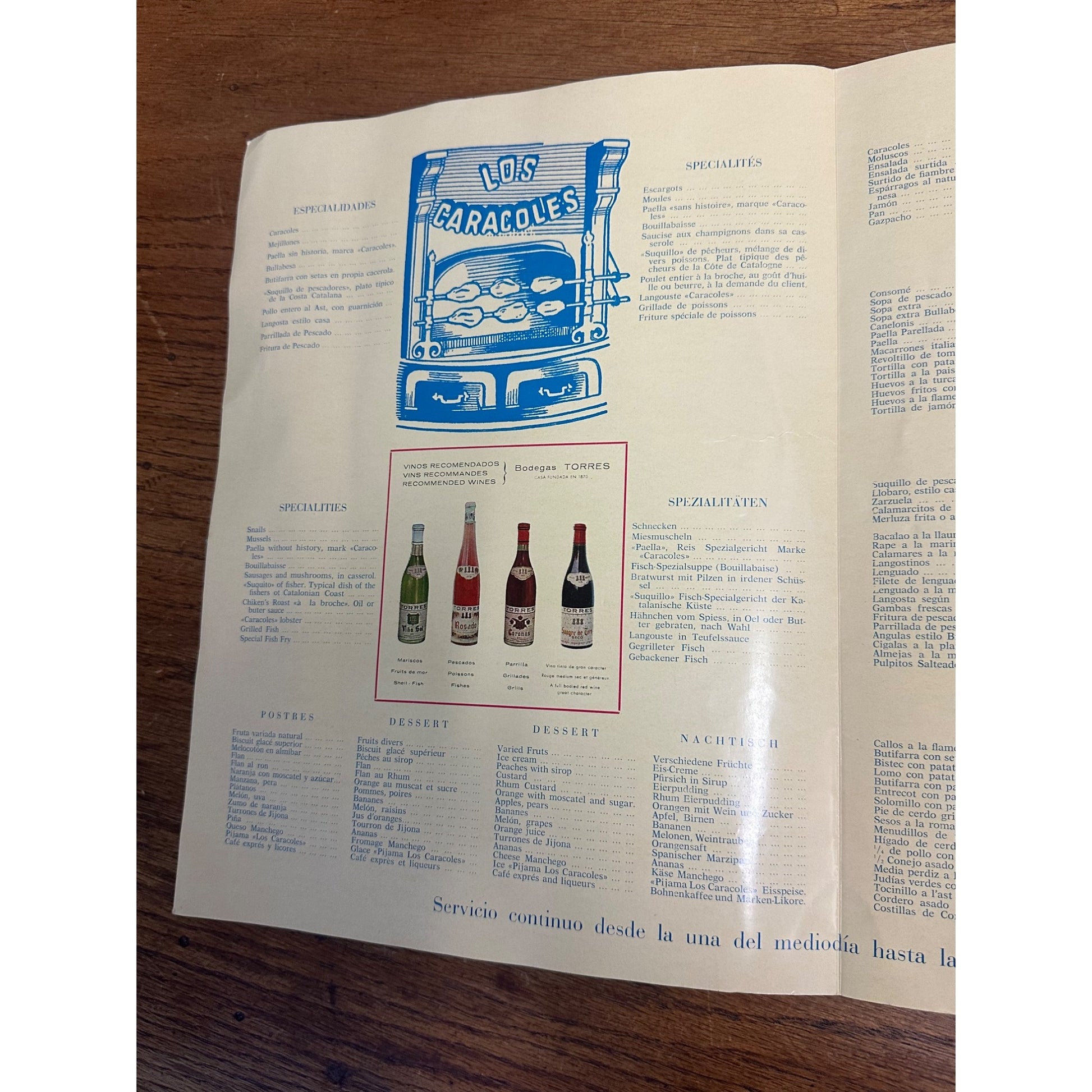 Los Caracoles Casa Bofarull Menu Barcelona Spain Signed SNAILS 1970s