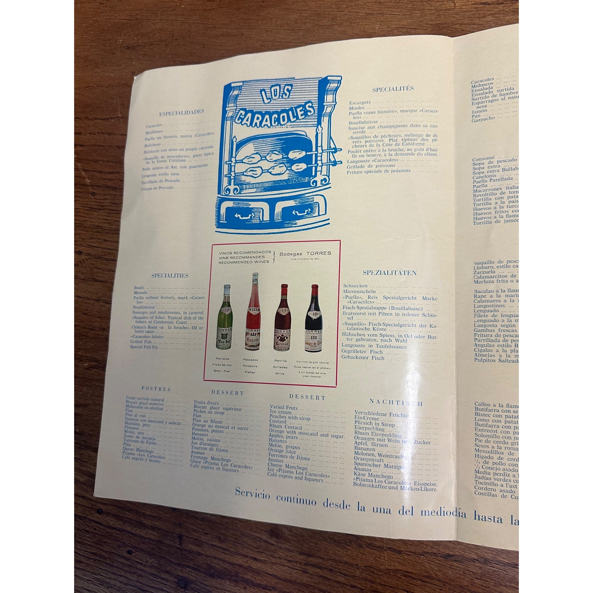 Los Caracoles Casa Bofarull Menu Barcelona Spain Signed SNAILS 1970s