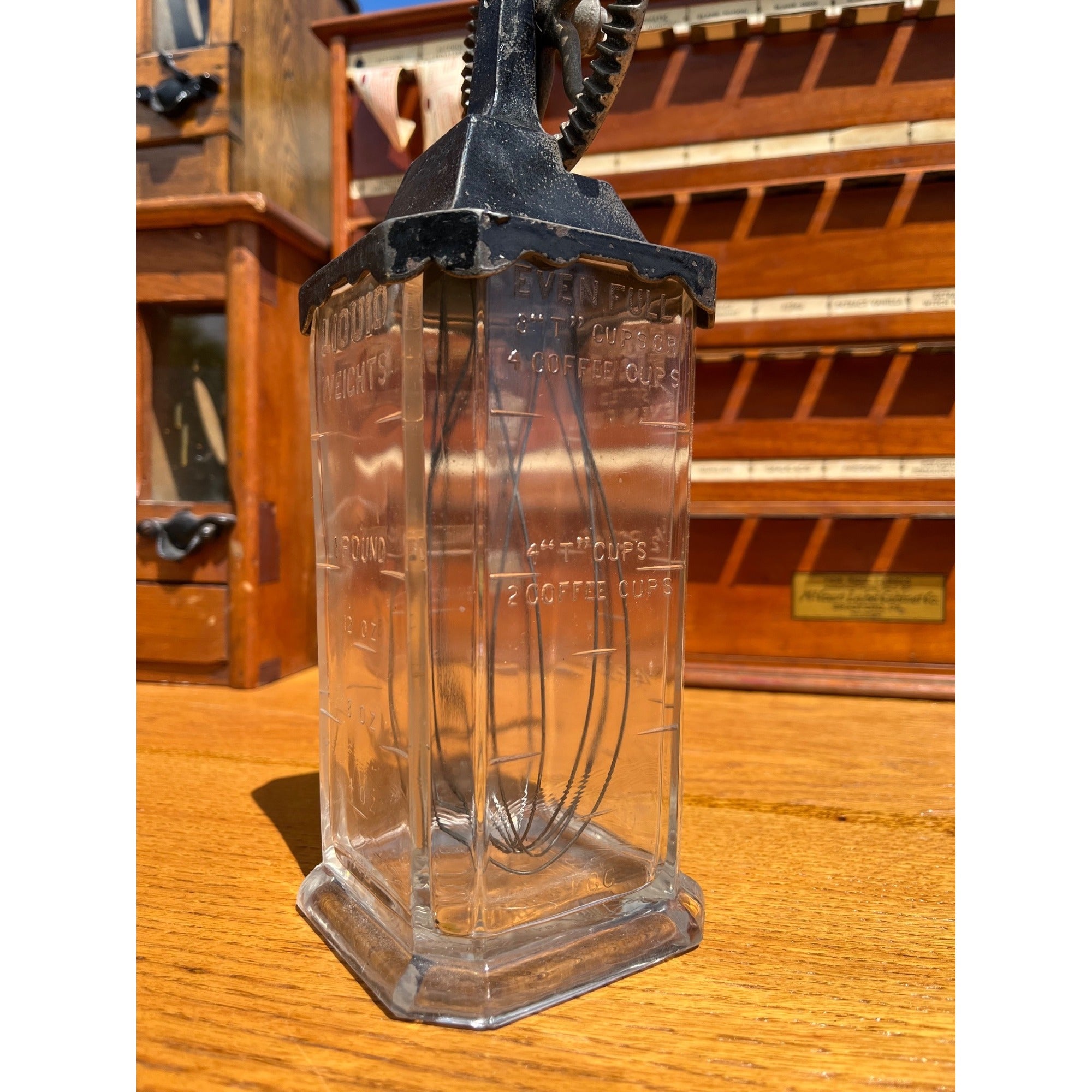 Original Vintage Glass Beater Jar Silvers Brooklyn Primitive Farmhouse Kitchen Decor
