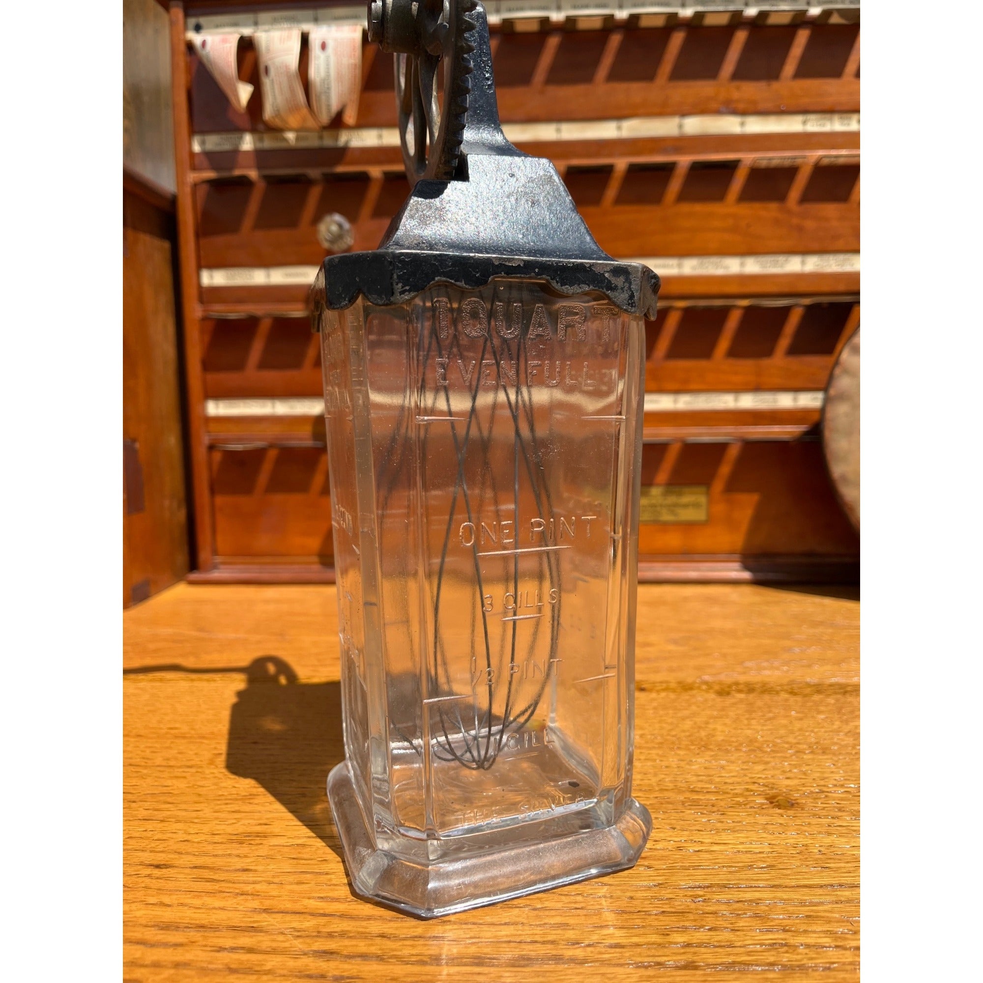 Original Vintage Glass Beater Jar Silvers Brooklyn Primitive Farmhouse Kitchen Decor
