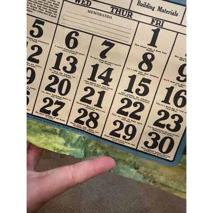 Vintage Fuller Goodman Lumber (Oshkosh Wis) Advertising Calendar Sign Farm Litho