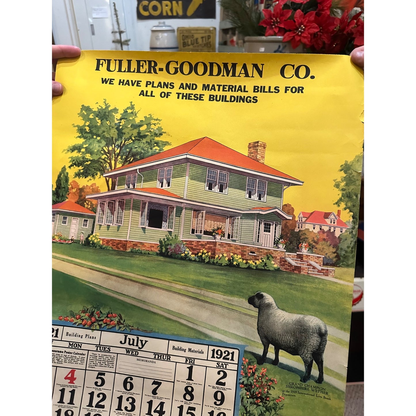 Vintage Fuller Goodman Lumber (Oshkosh Wis) Advertising Calendar Sign Farm Litho