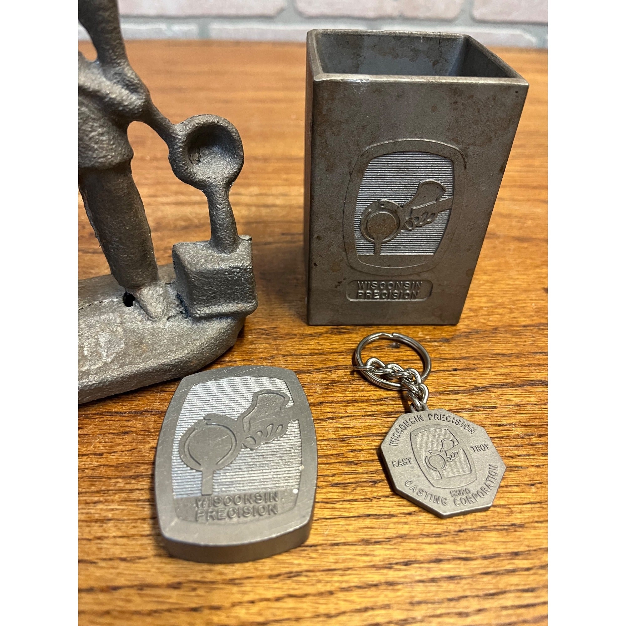 Wisconsin Precision Foundry Advertising Statue Keychain Paperweight Pen Holder