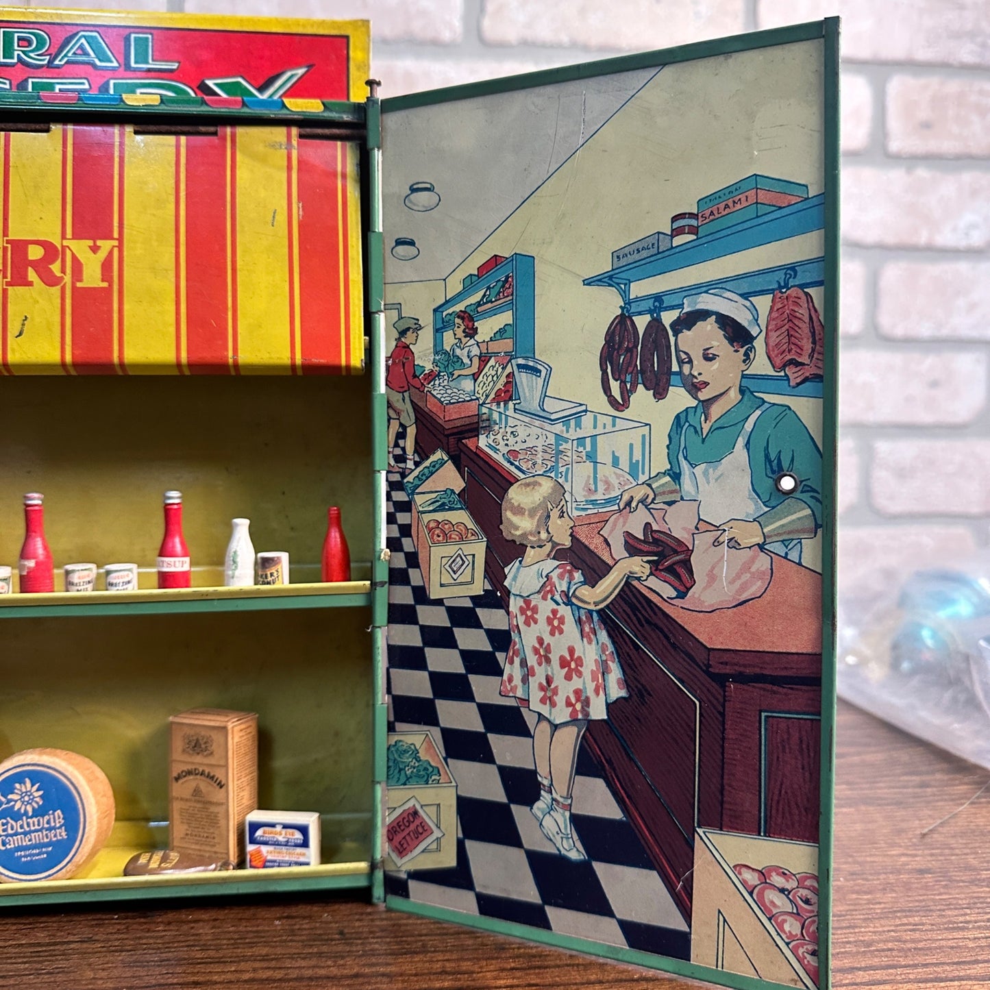 Vintage 1930s Wolverine Tin Litho General Store Grocery Child's Playset Toy