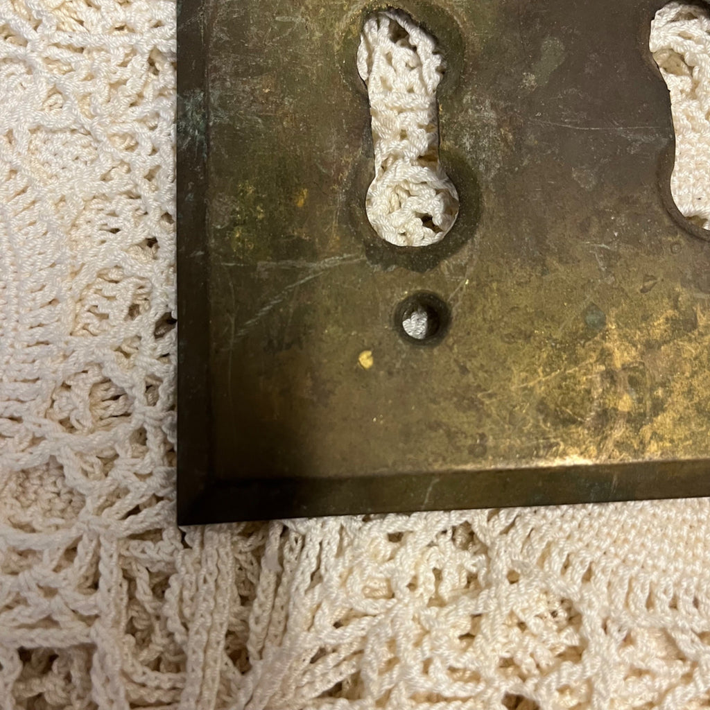 Vintage Brass Triple Light Switch Plate Cover Escutcheon Architectural Salvage