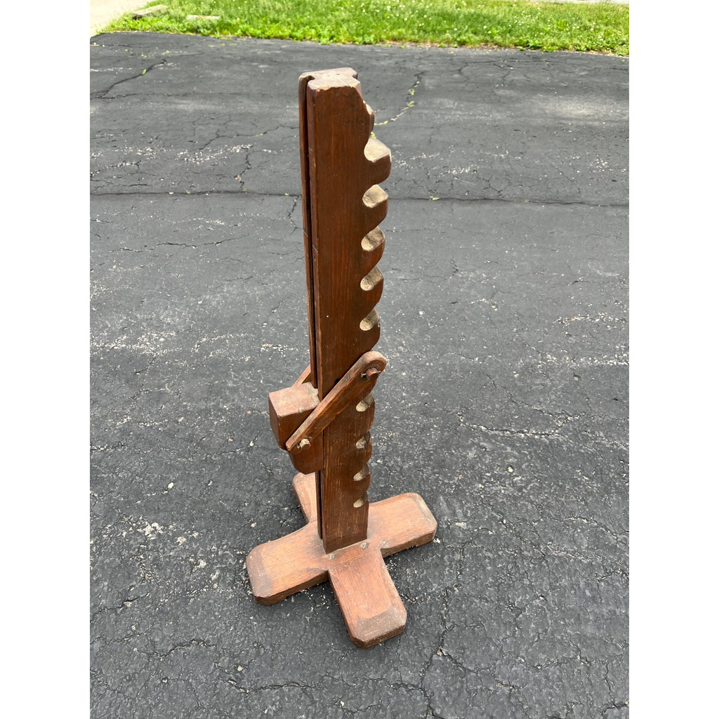 Antique 19th c. Primitive Wooden Adjustable Buggy Wagon Farm Tractor Jack Tool