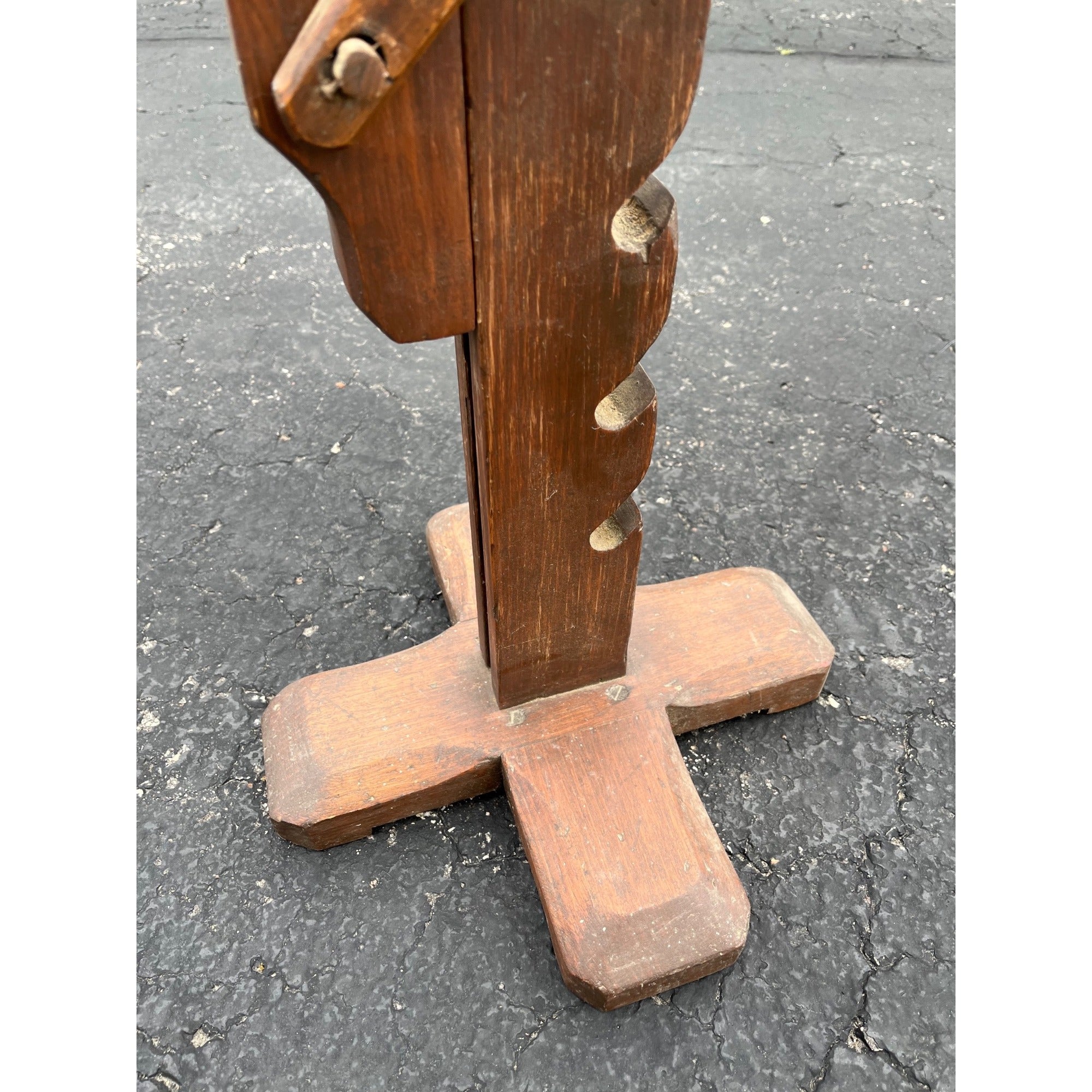 Antique 19th c. Primitive Wooden Adjustable Buggy Wagon Farm Tractor Jack Tool