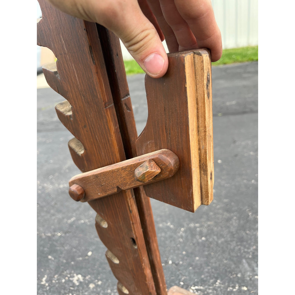 Antique 19th c. Primitive Wooden Adjustable Buggy Wagon Farm Tractor Jack Tool