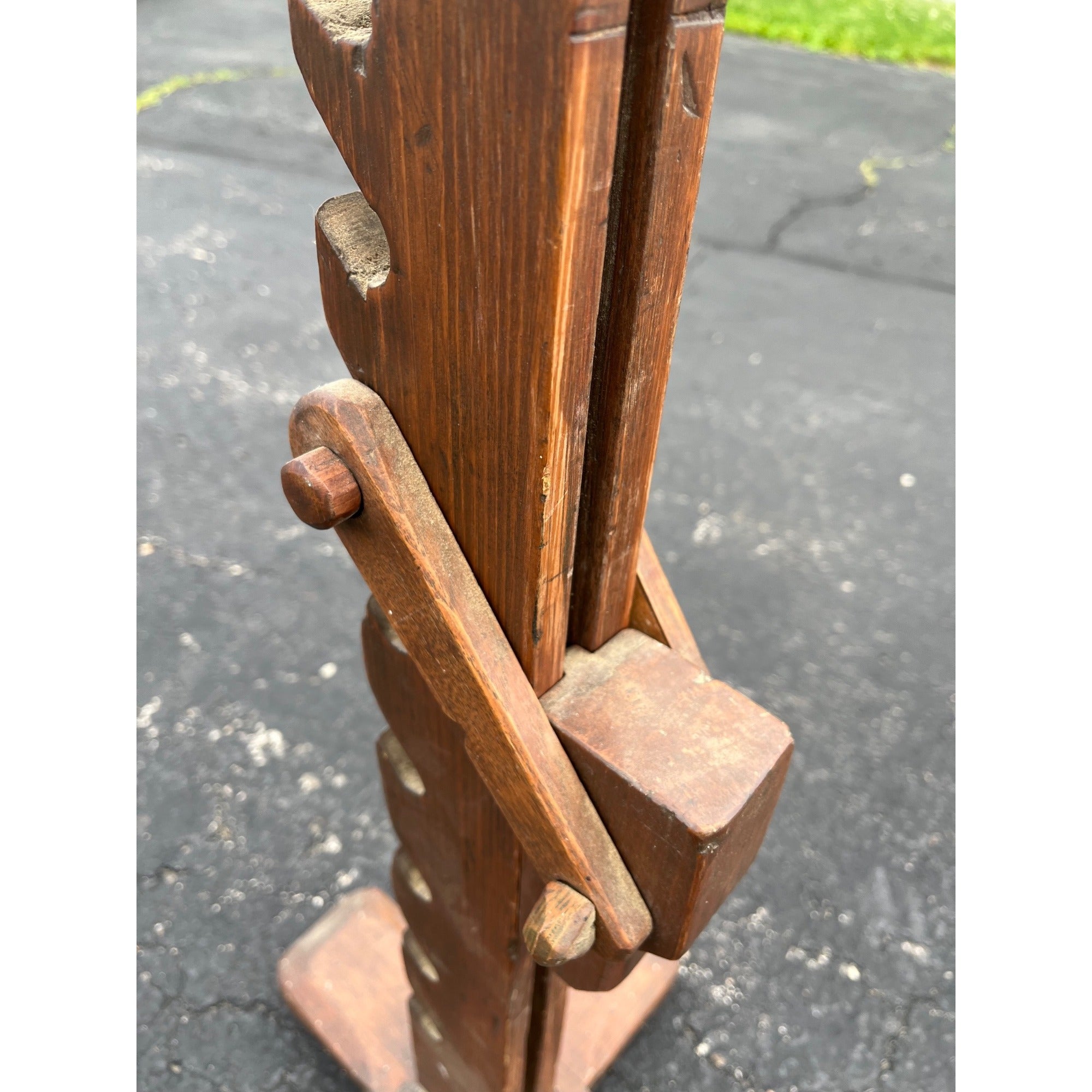 Antique 19th c. Primitive Wooden Adjustable Buggy Wagon Farm Tractor Jack Tool