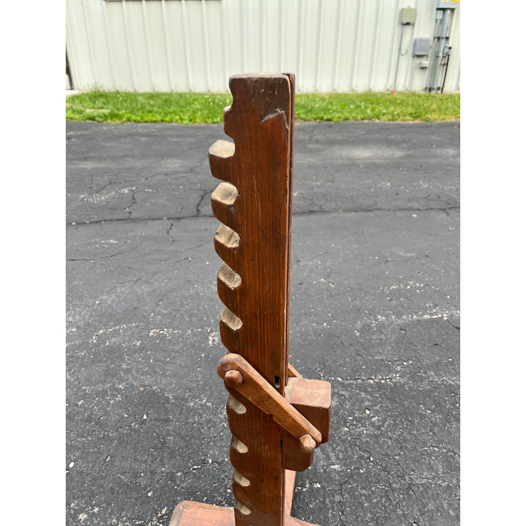 Antique 19th c. Primitive Wooden Adjustable Buggy Wagon Farm Tractor Jack Tool