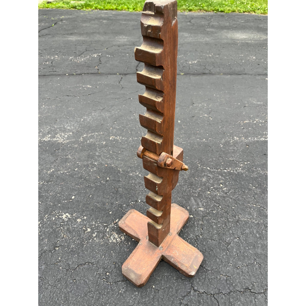 Antique 19th c. Primitive Wooden Adjustable Buggy Wagon Farm Tractor Jack Tool