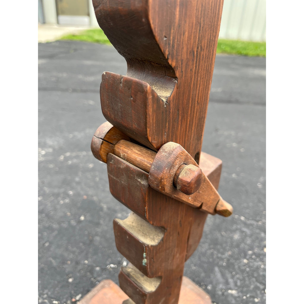 Antique 19th c. Primitive Wooden Adjustable Buggy Wagon Farm Tractor Jack Tool