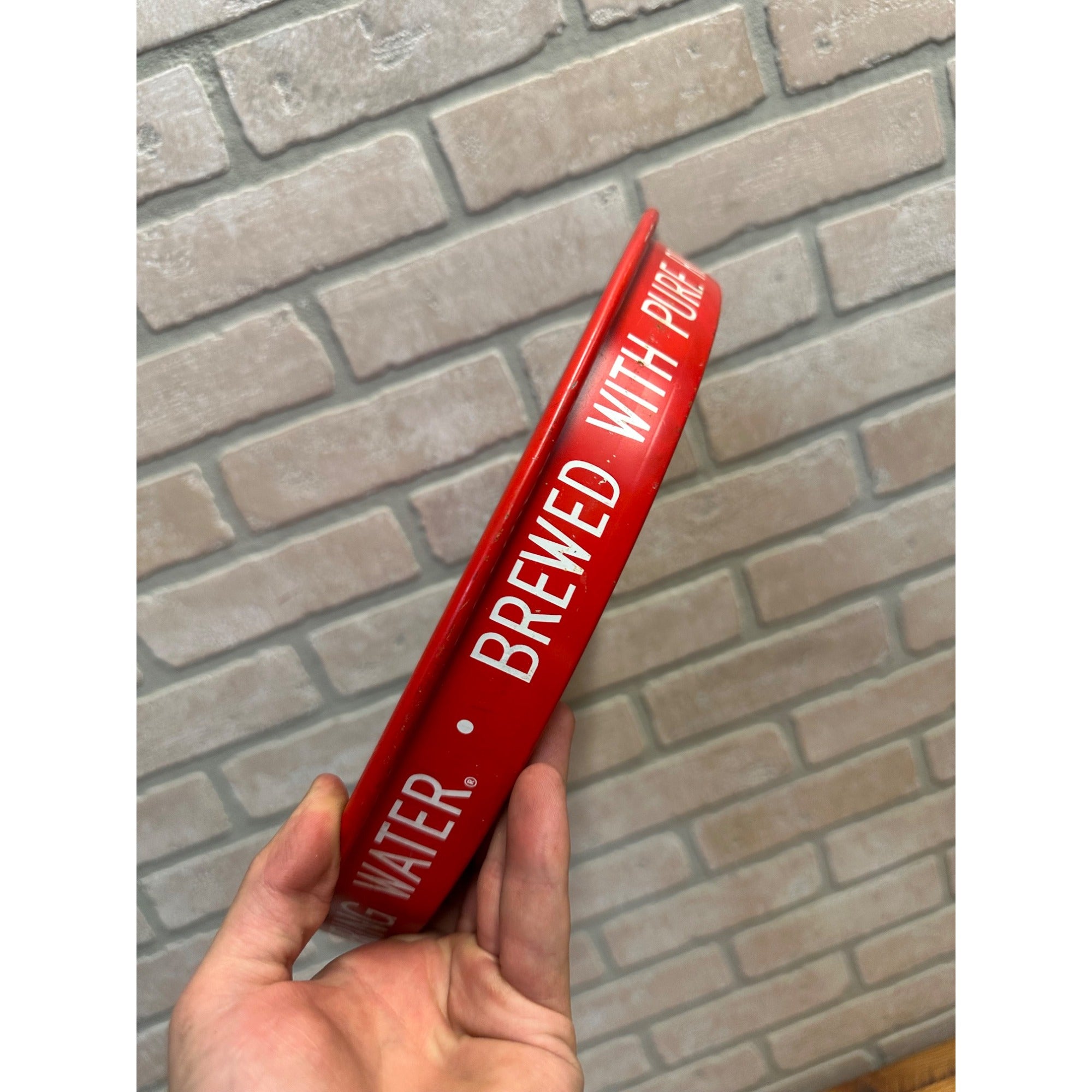 Vintage Coors Light Beer Red Metal Bar Advertising 13" Tray Sign