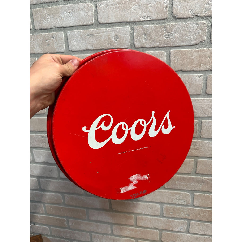 Vintage Coors Light Beer Red Metal Bar Advertising 13" Tray Sign