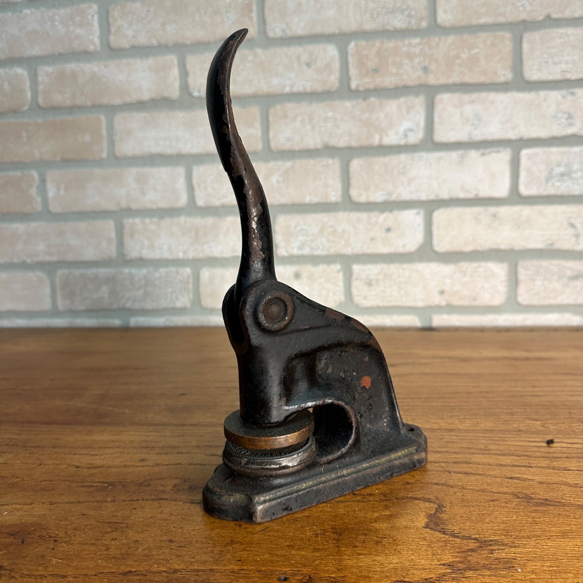 Antique Shooting Star Cast Iron Notary Stamp Seal - Peru Wis Creamery