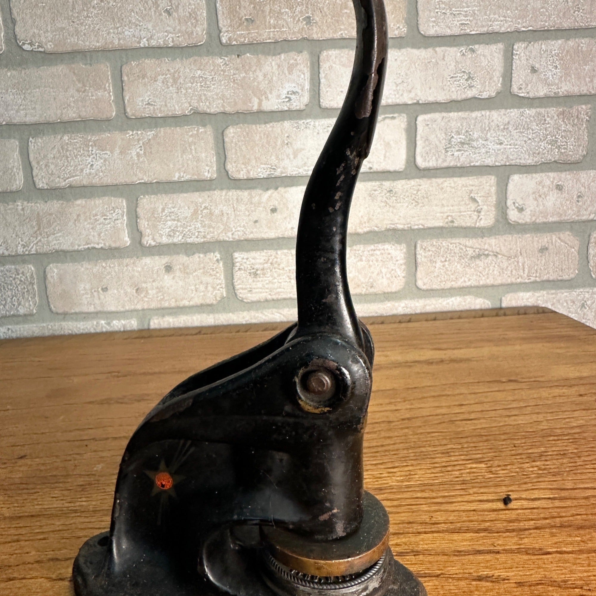 Antique Shooting Star Cast Iron Notary Stamp Seal - Peru Wis Creamery