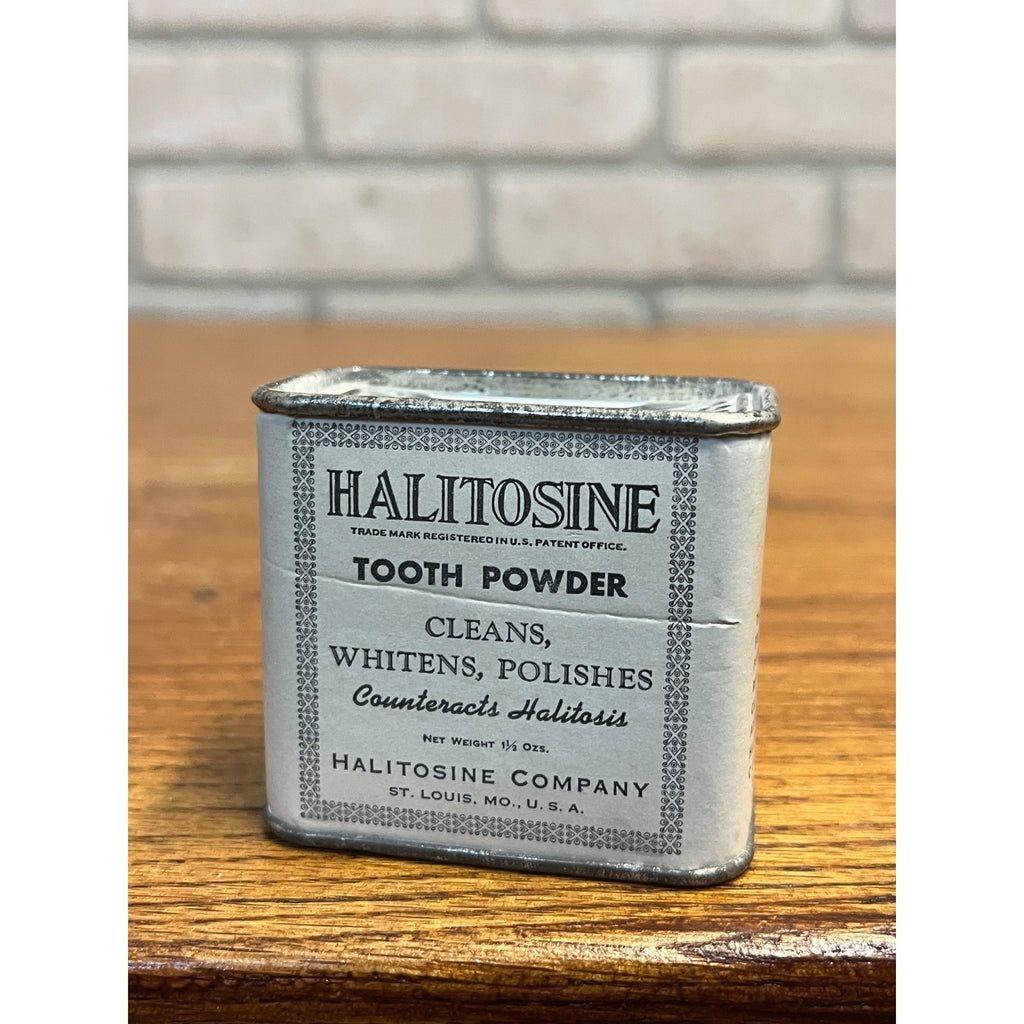 Antique Halitosine Tooth Powder Tin Vintage St Louis Dentist Dental Medicine Can