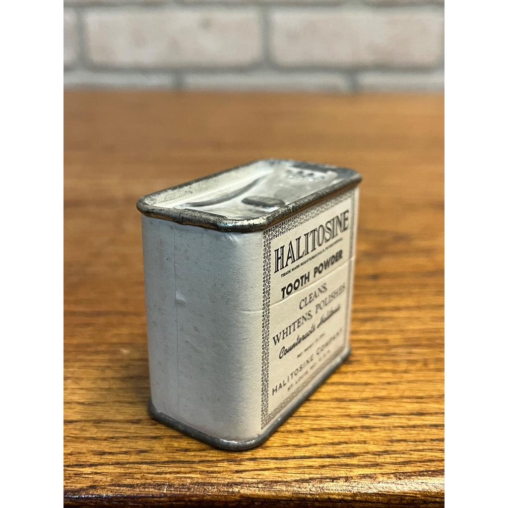 Antique Halitosine Tooth Powder Tin Vintage St Louis Dentist Dental Medicine Can