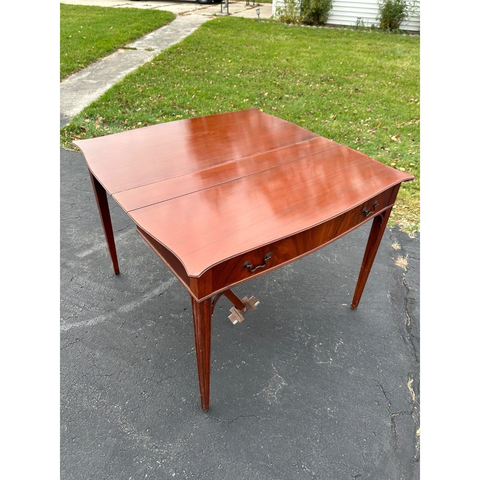 Vtg Watertown Slide Co. Dining Table Mid Century Modern Hideaway 8' Mahogany