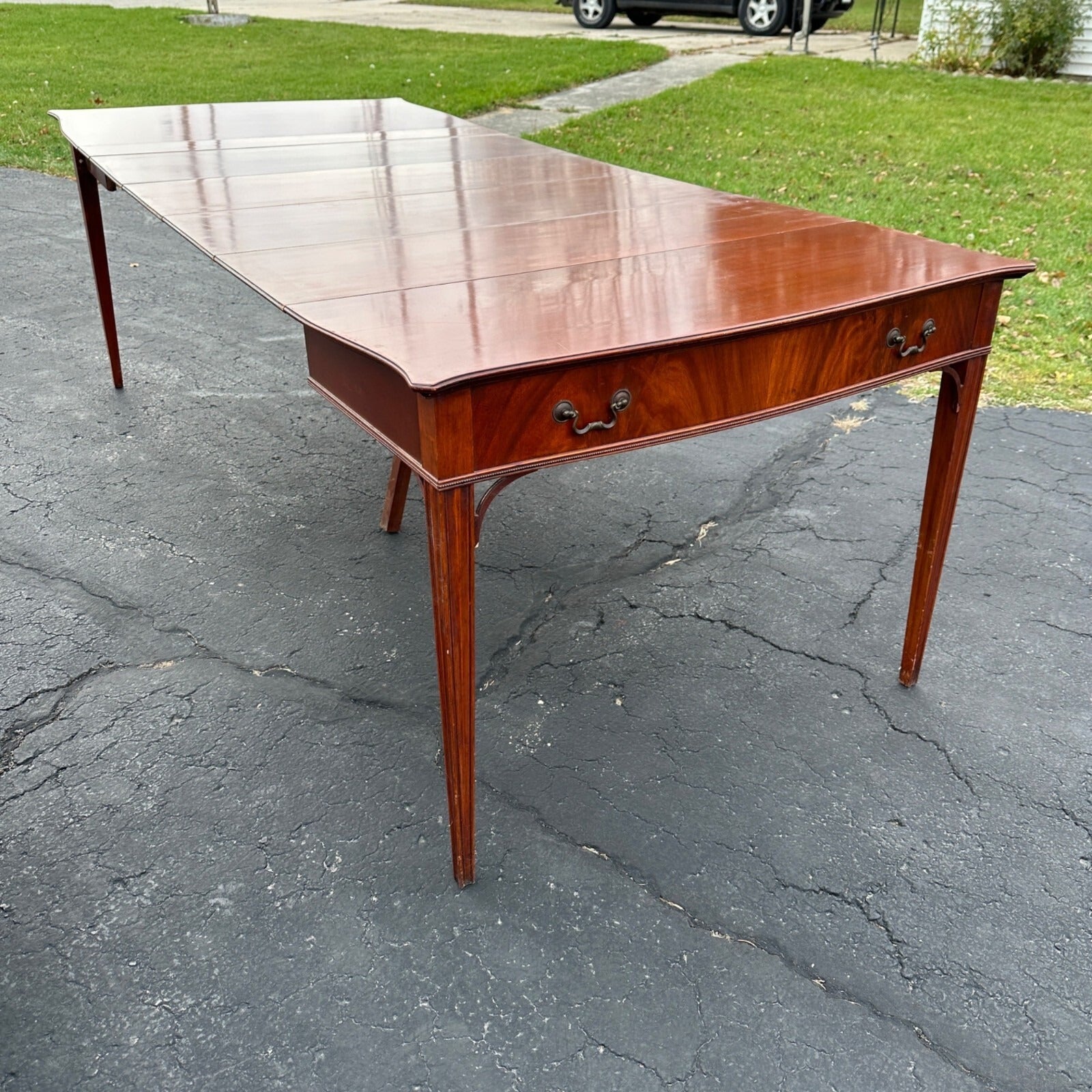 Vtg Watertown Slide Co. Dining Table Mid Century Modern Hideaway 8' Mahogany