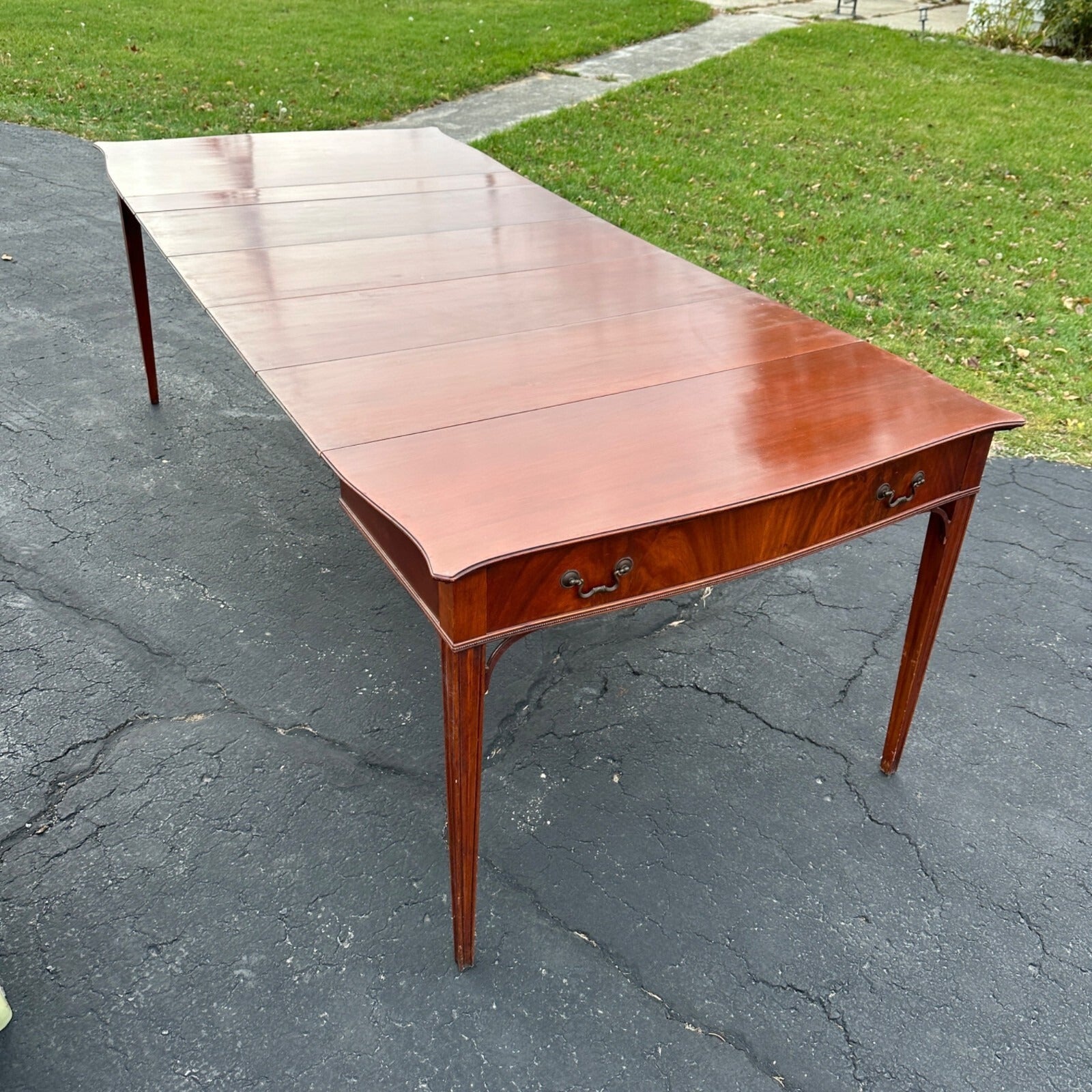 Vtg Watertown Slide Co. Dining Table Mid Century Modern Hideaway 8' Mahogany