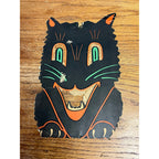 RARE Vintage 1940s Halloween Black Cat Diecut Transparency Candle Holder Luhrs