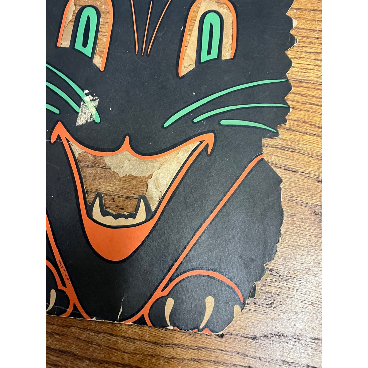 RARE Vintage 1940s Halloween Black Cat Diecut Transparency Candle Holder Luhrs
