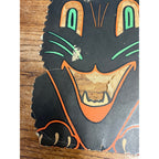 RARE Vintage 1940s Halloween Black Cat Diecut Transparency Candle Holder Luhrs