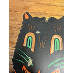 RARE Vintage 1940s Halloween Black Cat Diecut Transparency Candle Holder Luhrs