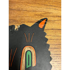 RARE Vintage 1940s Halloween Black Cat Diecut Transparency Candle Holder Luhrs