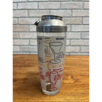 Vintage MCM Mid-Century Modern Glass Cocktail Shaker Mixer w/ Lid Retro Recipes