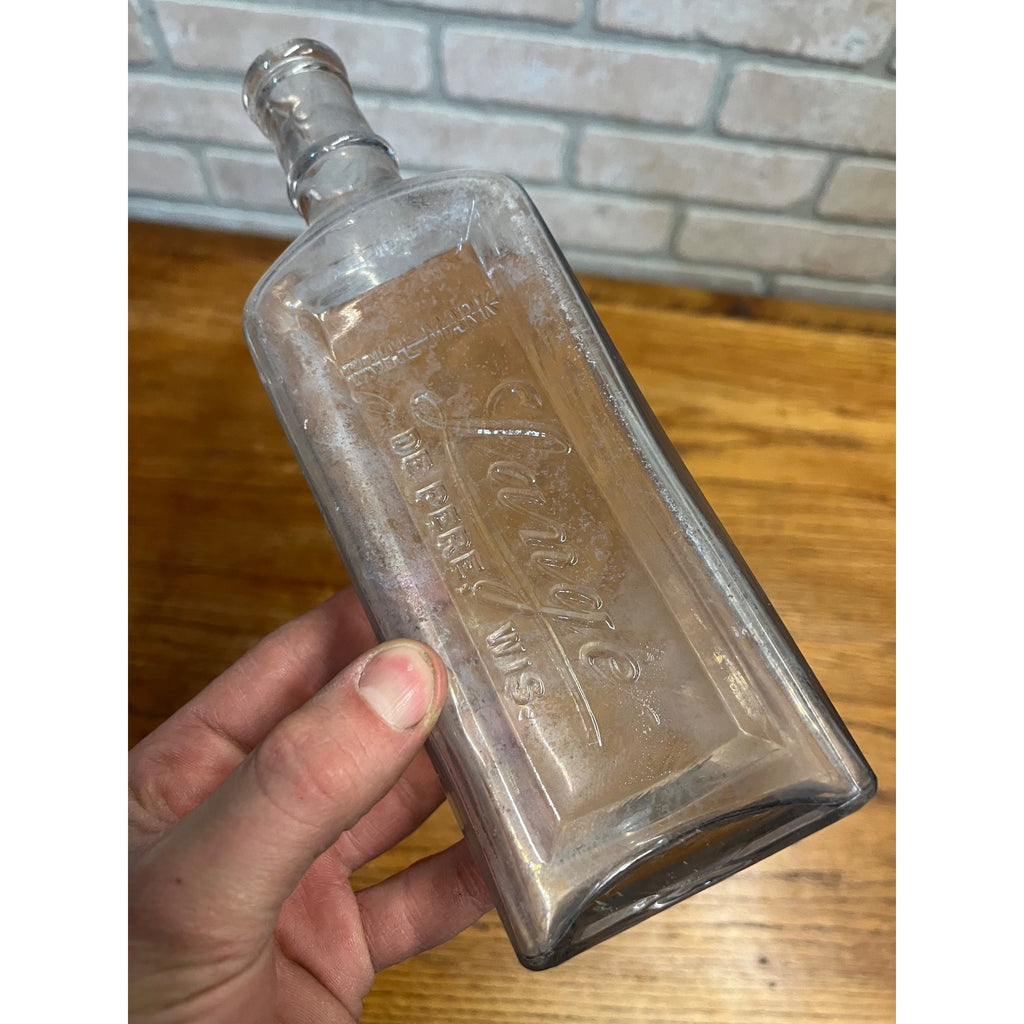 LANGE DE PERE WIS REMEDIES CURE MEDICINE EMBOSSED BOTTLE Wisconsin