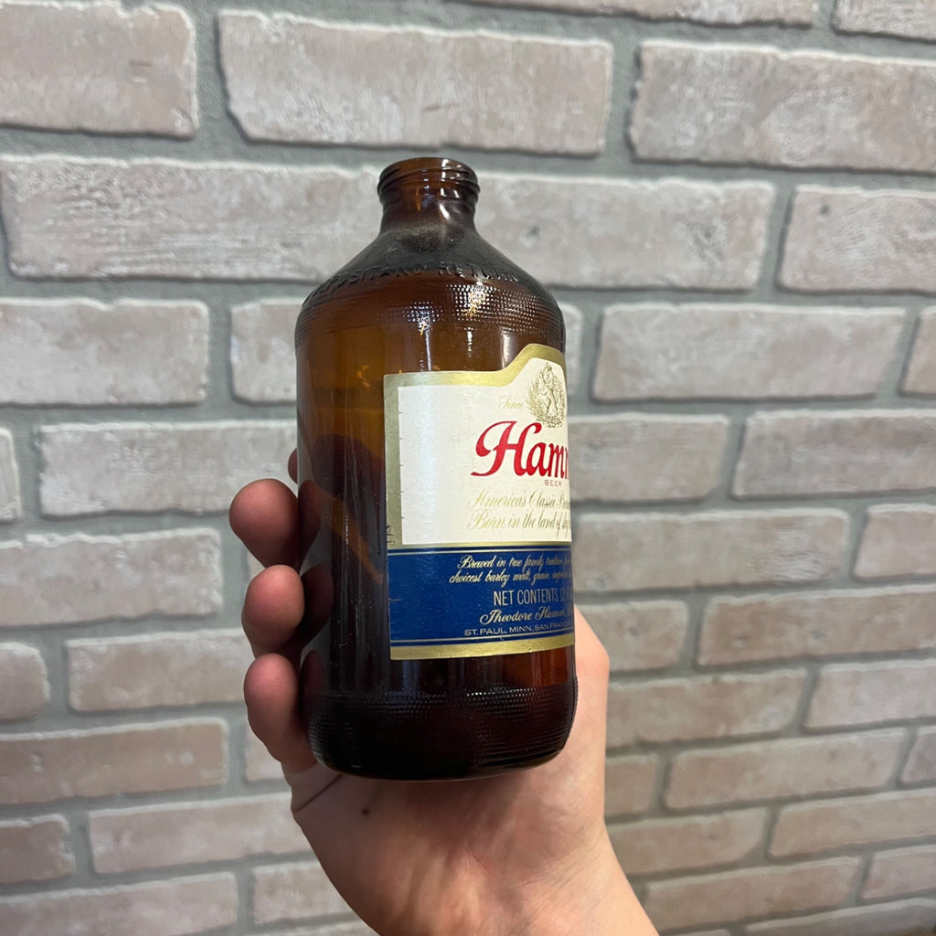Vintage Hamm's 12oz Shorty 1970s Glass Beer Bottle Hamms Stubby
