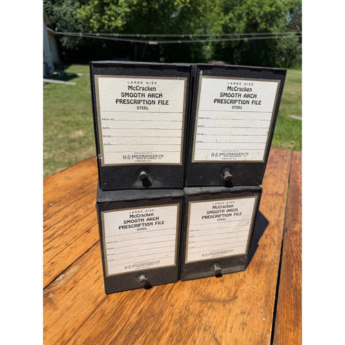 Vintage Lot of 4 All Metal Pharmacy Prescription Black File Box McCracken