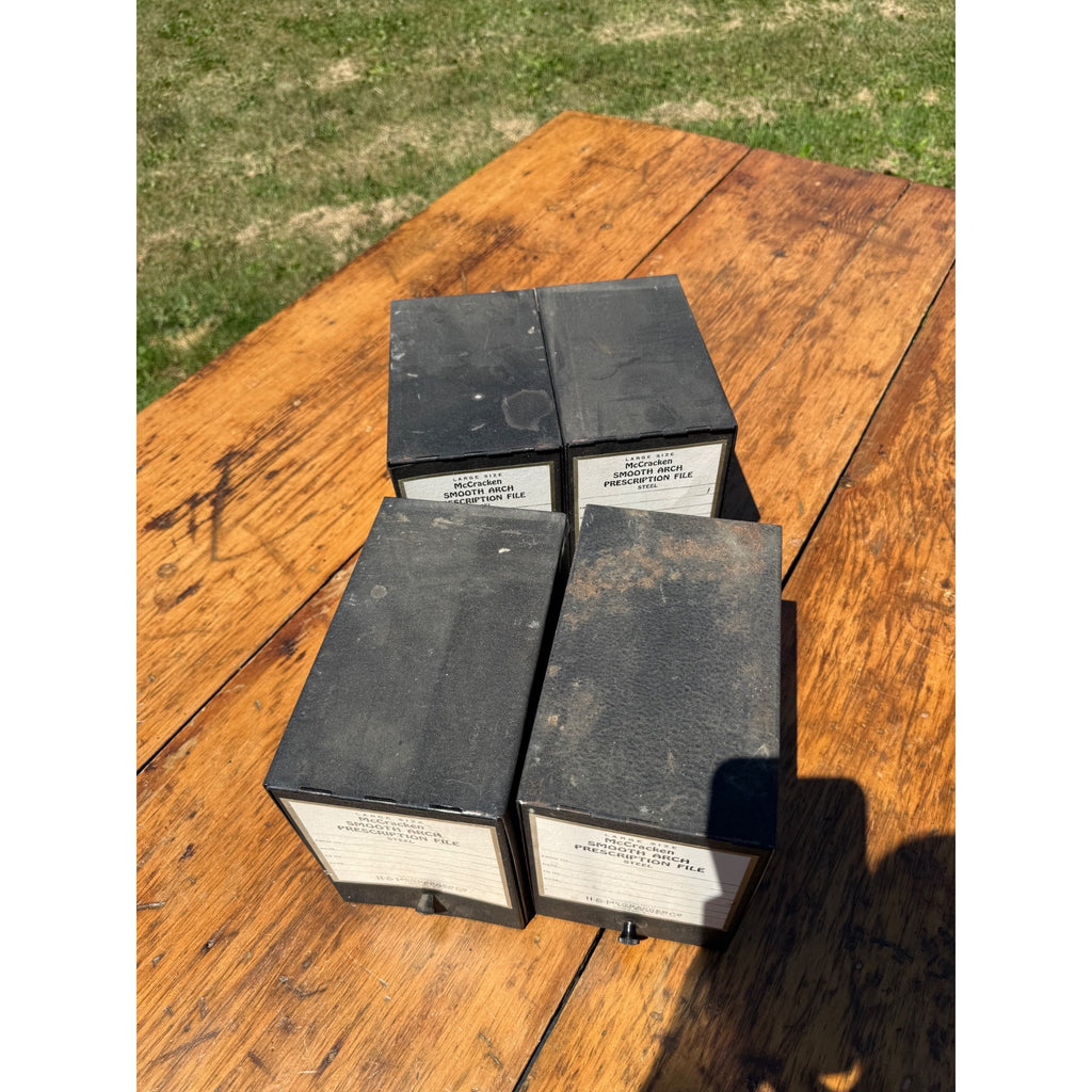 Vintage Lot of 4 All Metal Pharmacy Prescription Black File Box McCracken
