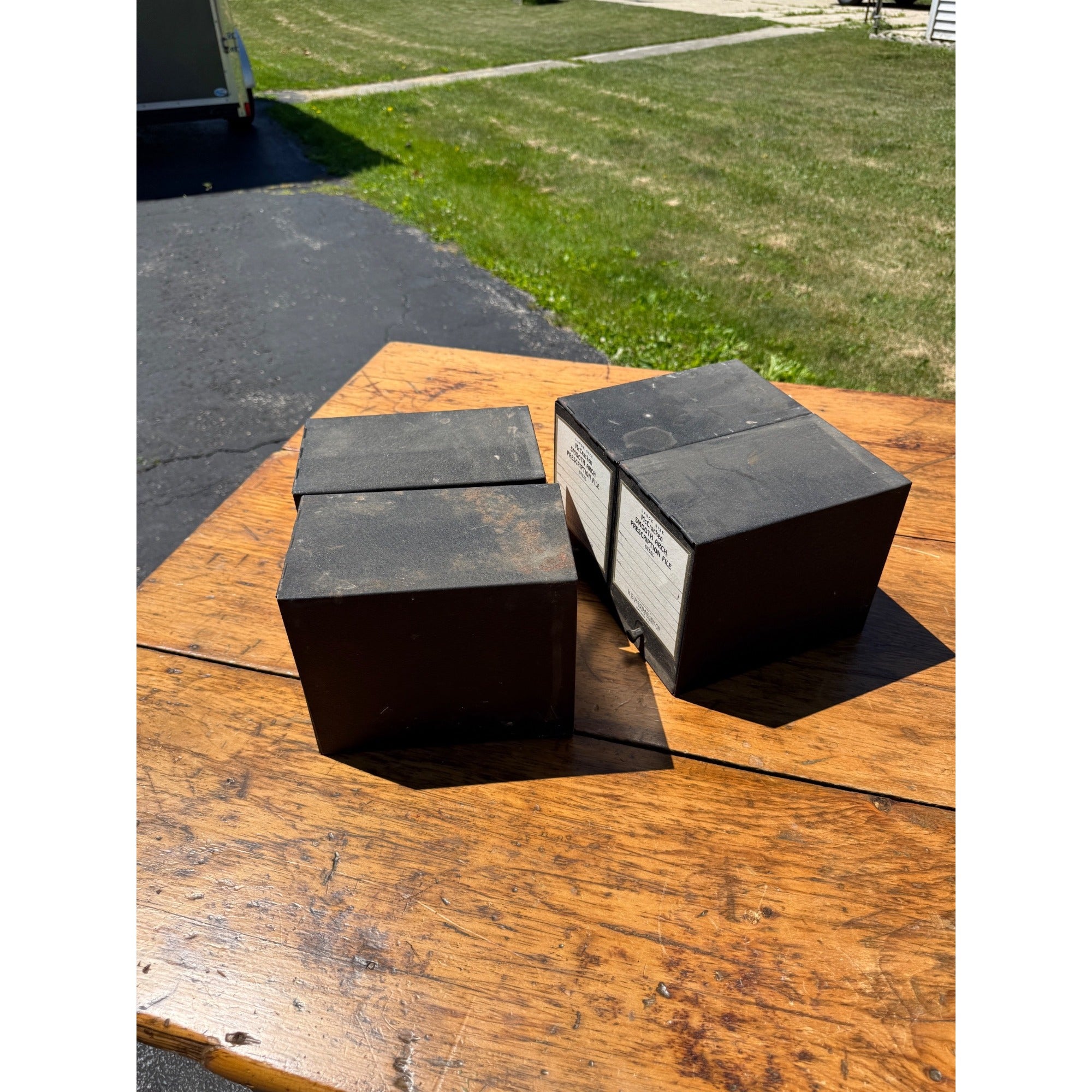 Vintage Lot of 4 All Metal Pharmacy Prescription Black File Box McCracken