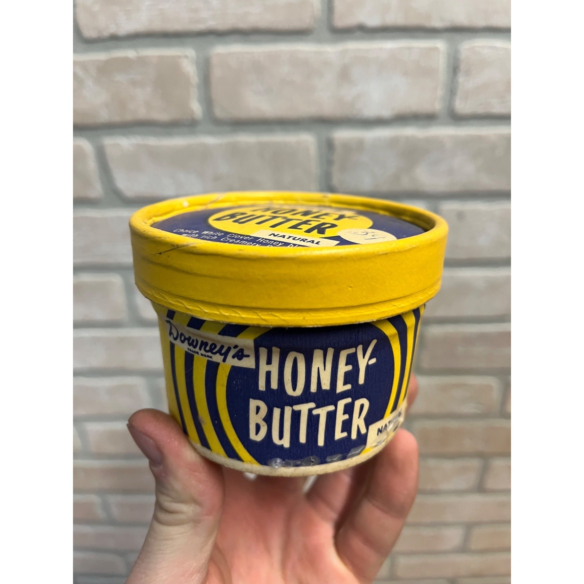 Vintage Downey's Honey Butter Wax Container Advertising Ithaca NY Kitchen Decor