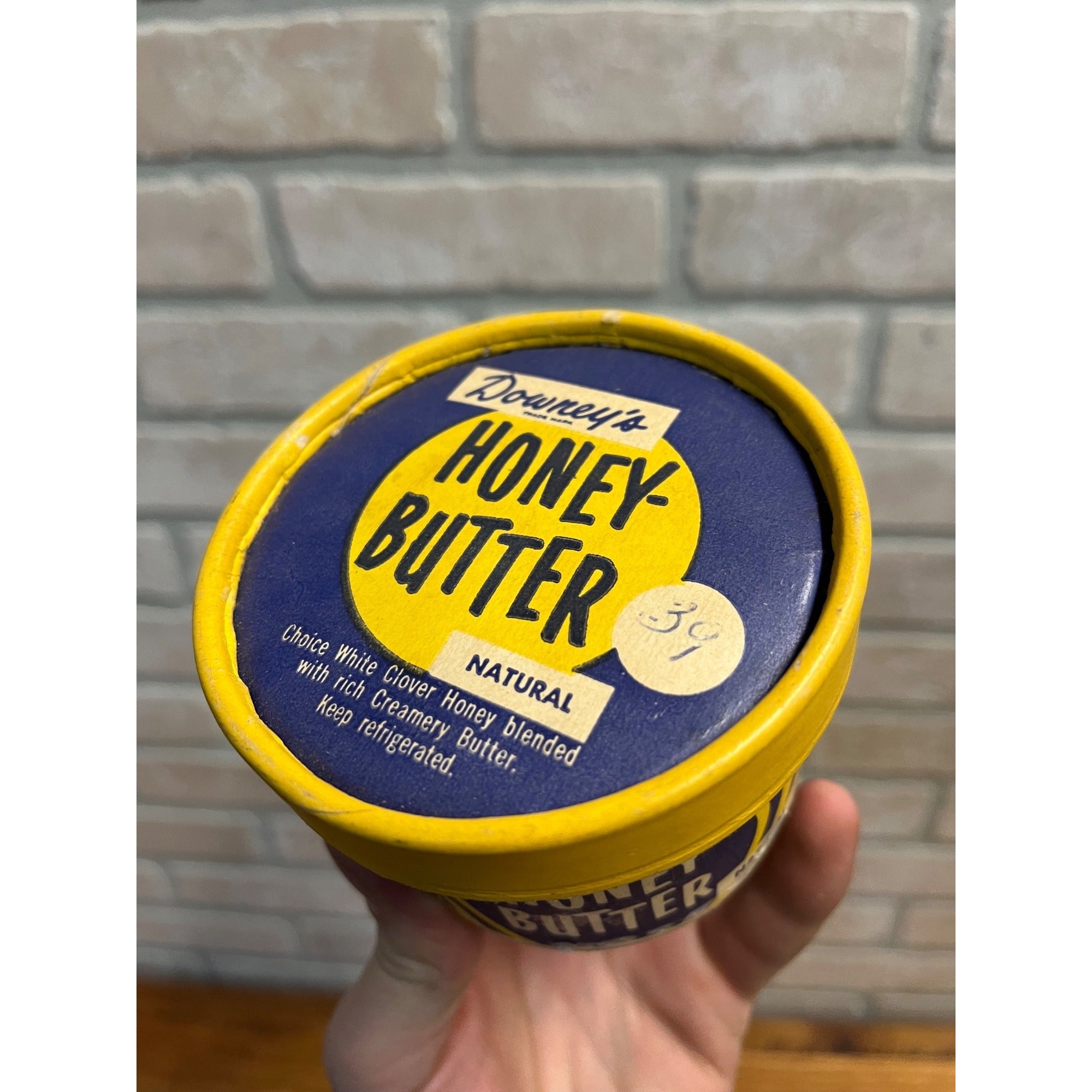 Vintage Downey's Honey Butter Wax Container Advertising Ithaca NY Kitchen Decor
