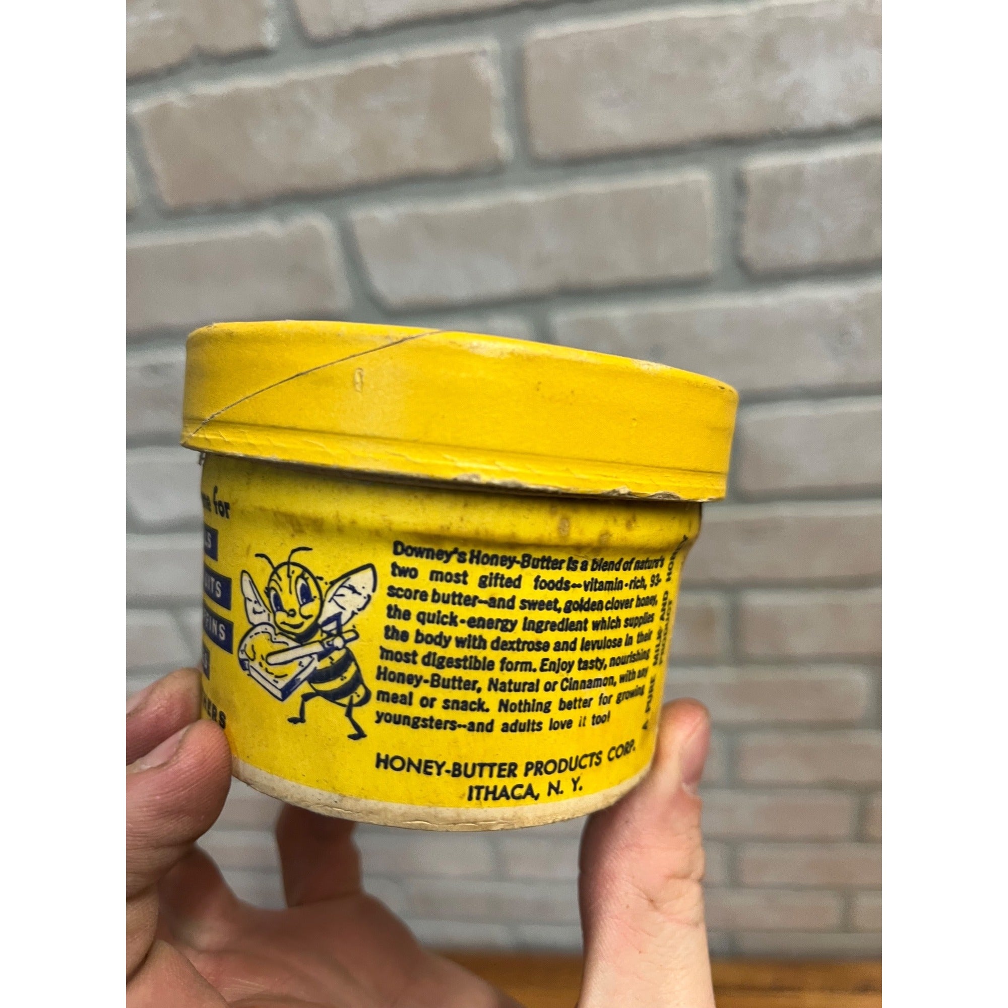 Vintage Downey's Honey Butter Wax Container Advertising Ithaca NY Kitchen Decor