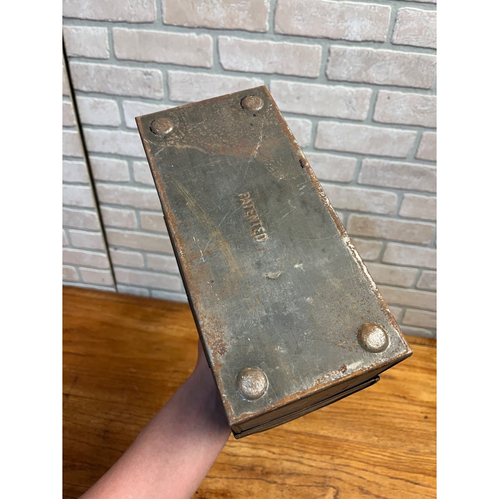 Vintage Miners Domed Lunch Box Lunchpail Hinged Distressed Tin Metal