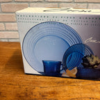 Vintage Crisa Reflections 20 Piece Dinnerware Set, Service for 4 Cobalt Blue NOS