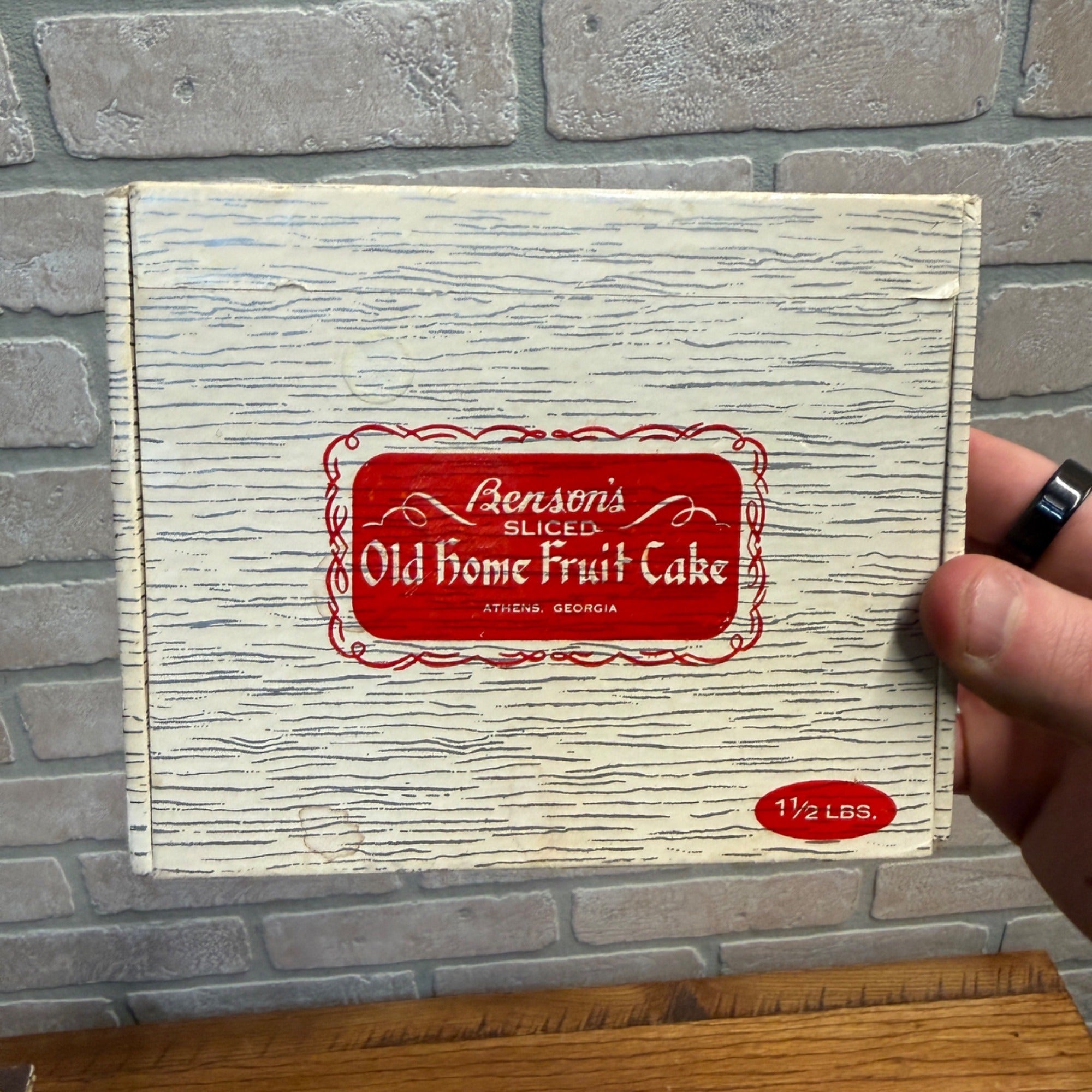 Vintage  Benson's sliced old home Fruit Cake 1 1/2 lb Box-Athens, Georgia