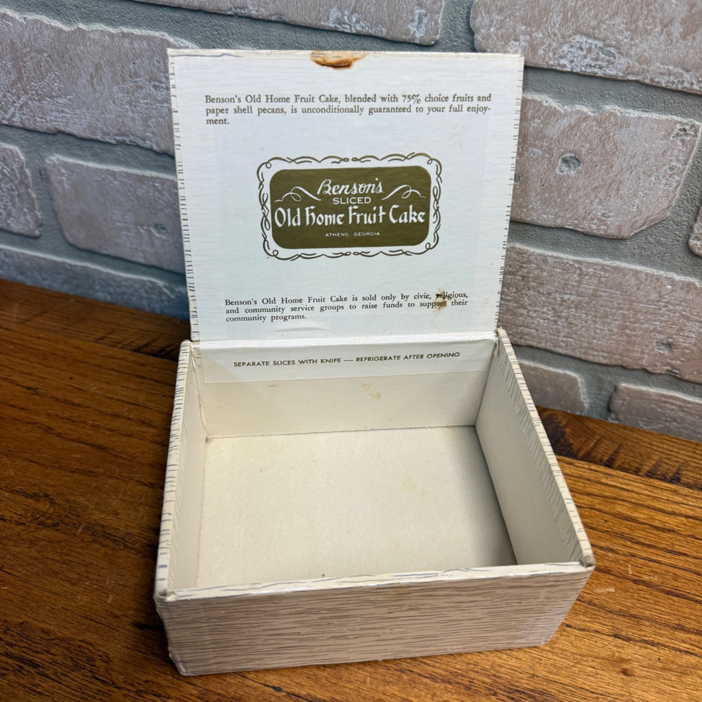 Vintage  Benson's sliced old home Fruit Cake 1 1/2 lb Box-Athens, Georgia