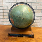 Antique 1940's WWII Rand McNally Art Deco World Terrestrial Globe Base W/Atlas