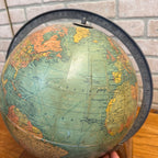 Antique 1940's WWII Rand McNally Art Deco World Terrestrial Globe Base W/Atlas