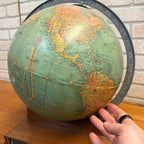 Antique 1940's WWII Rand McNally Art Deco World Terrestrial Globe Base W/Atlas