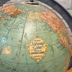 Antique 1940's WWII Rand McNally Art Deco World Terrestrial Globe Base W/Atlas