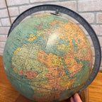 Antique 1940's WWII Rand McNally Art Deco World Terrestrial Globe Base W/Atlas