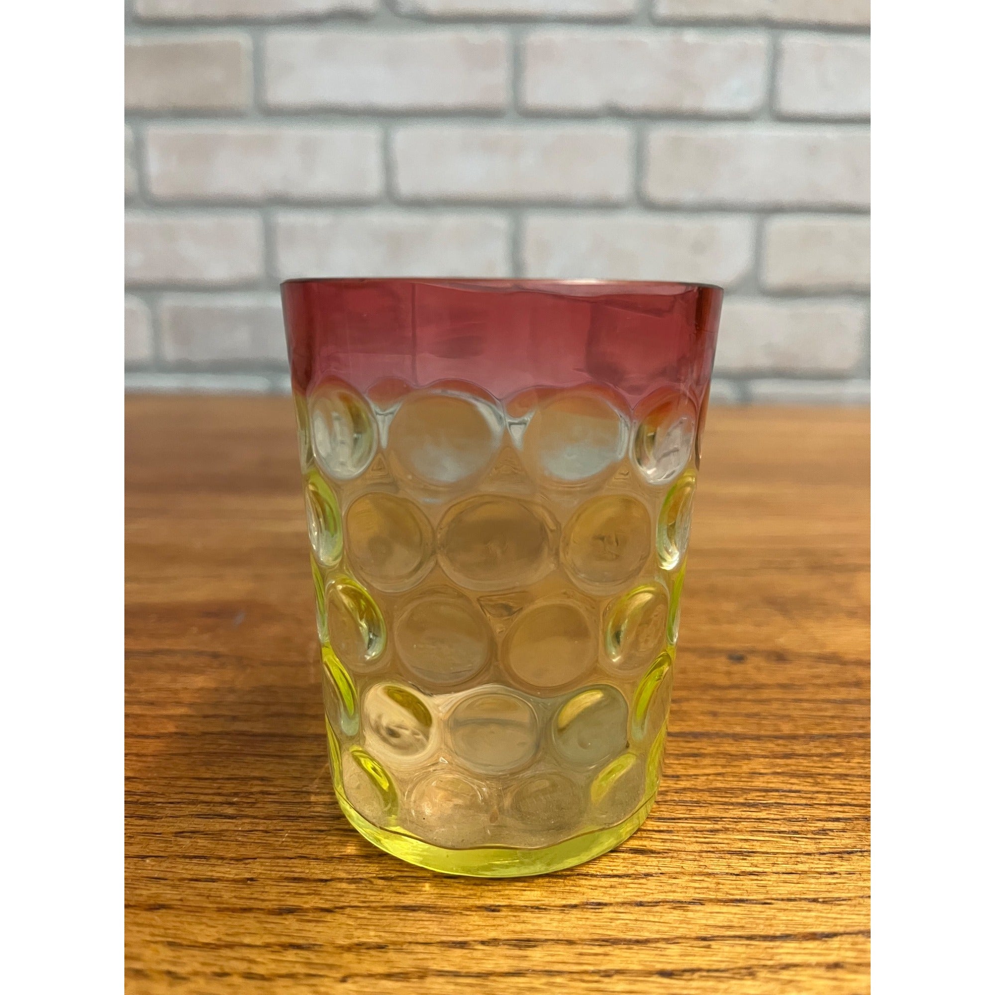 Scarce Antique Hobbs Inverted Thumbprint Amberina / Rubina Verde Glass Tumbler